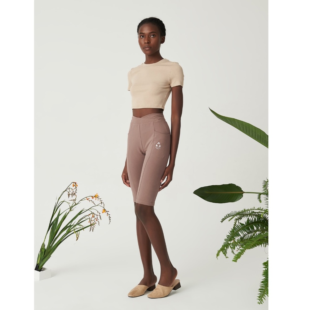 RIb Knit Crop Top in Beige - Picture 4 of 12
